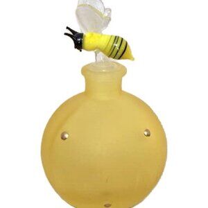 Vintage perfume bottle, yellow perfume bottle with glass lampwork bubble bee